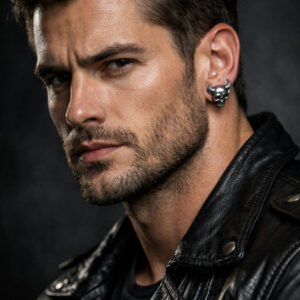 Boucles d'oreilles homme en motif crane de mort