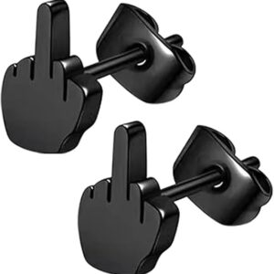 Boucles d’oreille homme stretch doigt – Lot de 2 en acier inoxydable style punk biker