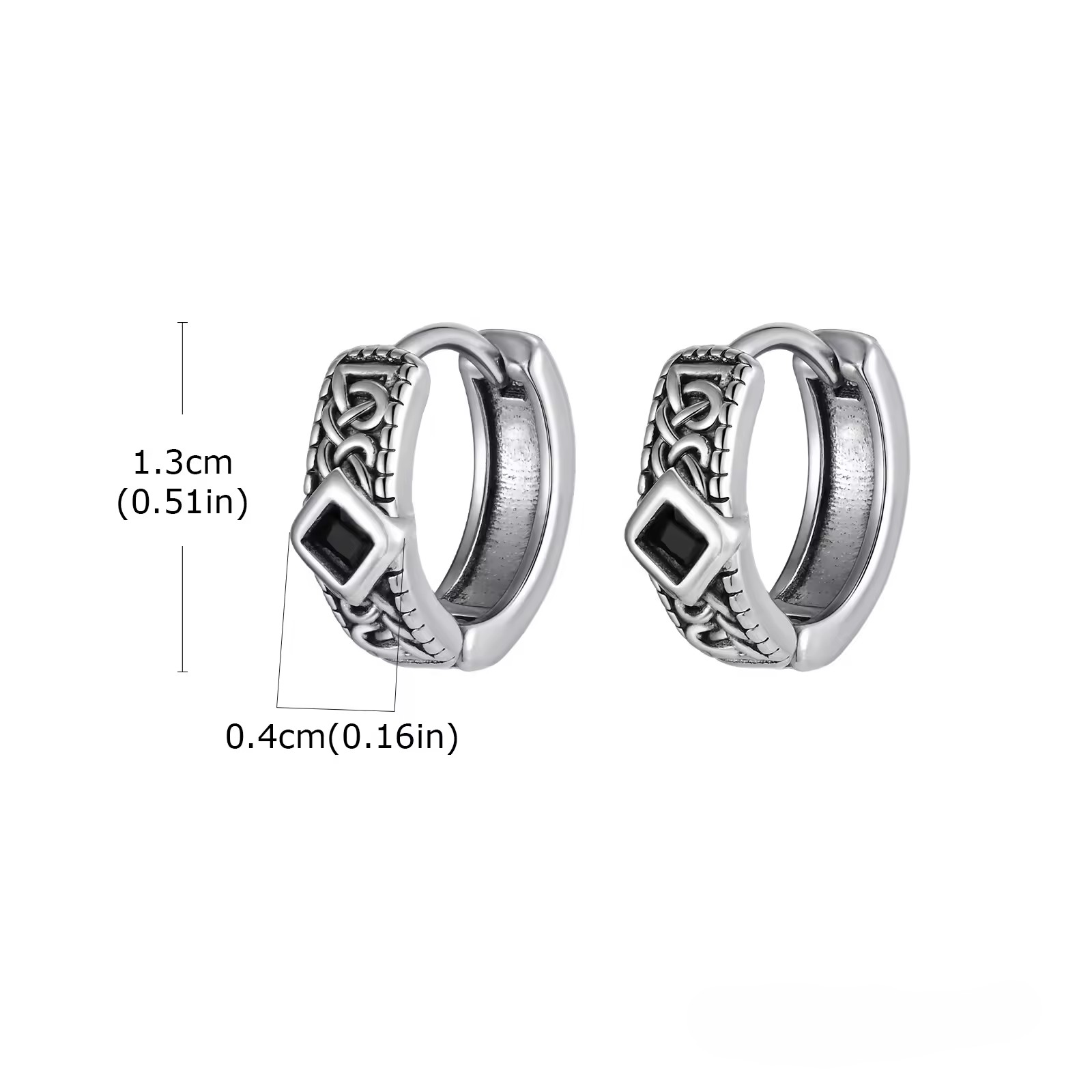 Boucles d’oreilles homme créoles géométriques – Image 2