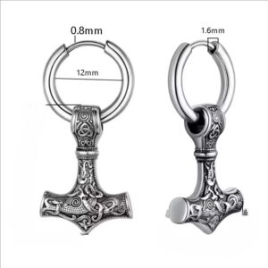 Boucle d’oreille homme croix nordique en acier titane – Style vintage